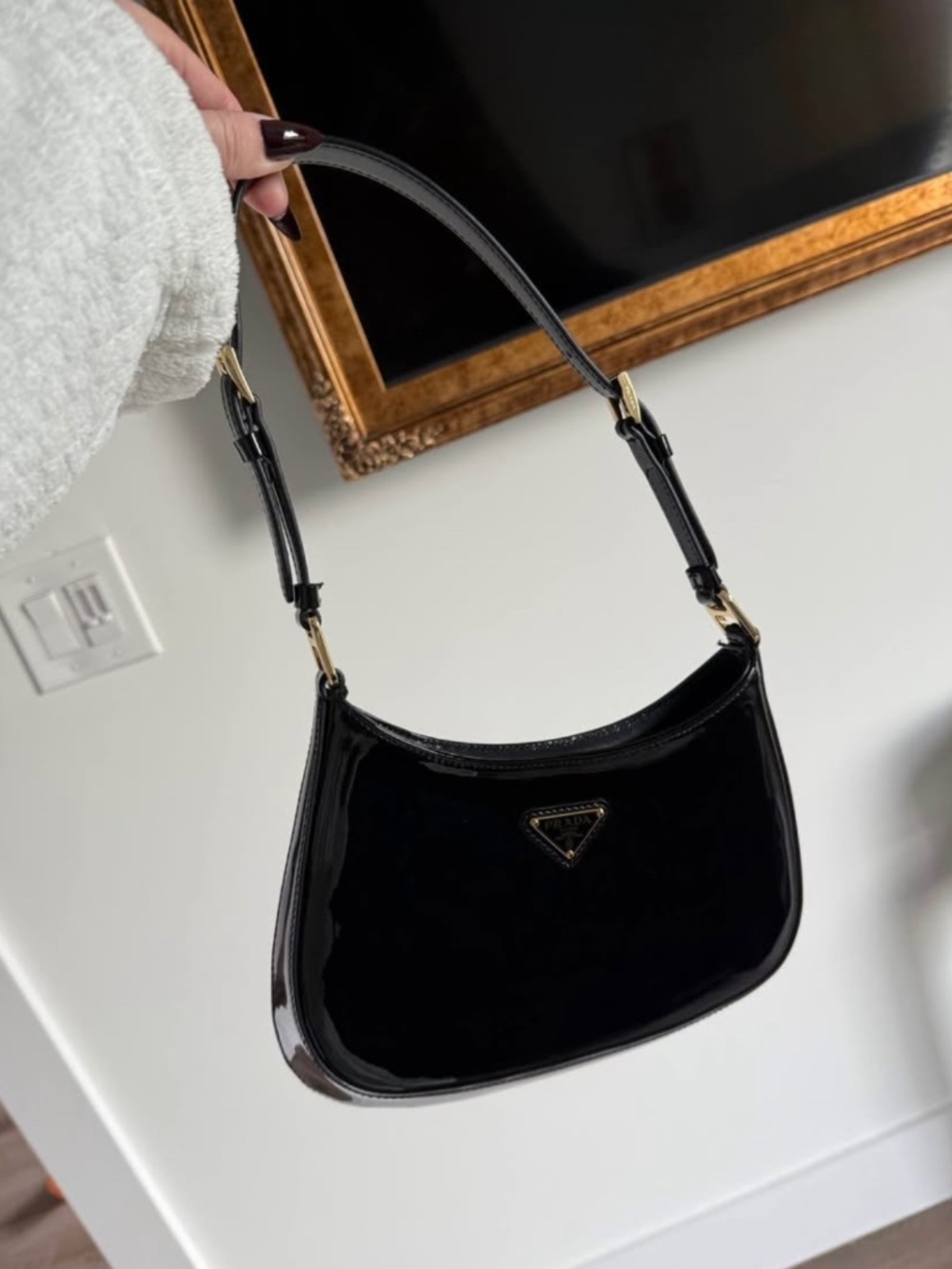 Prada Cleo patent leather bag with gold hardware